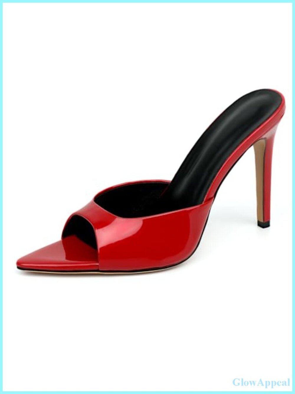 Faux Patent Leather Pointed Toe Stiletto Heel Mules Slip On Backless Women's